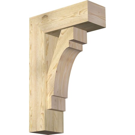 Ekena Millwork Merced Block Rough Sawn Bracket w/ Offset Brace, Douglas Fir, 8"W x 22"D x 34"H BKT0806X22X34MRC05RDF
